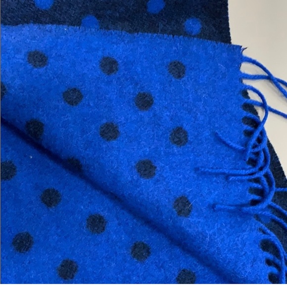NWT Blue Polka Dot Cashmere Scarf - Picture 3 of 3